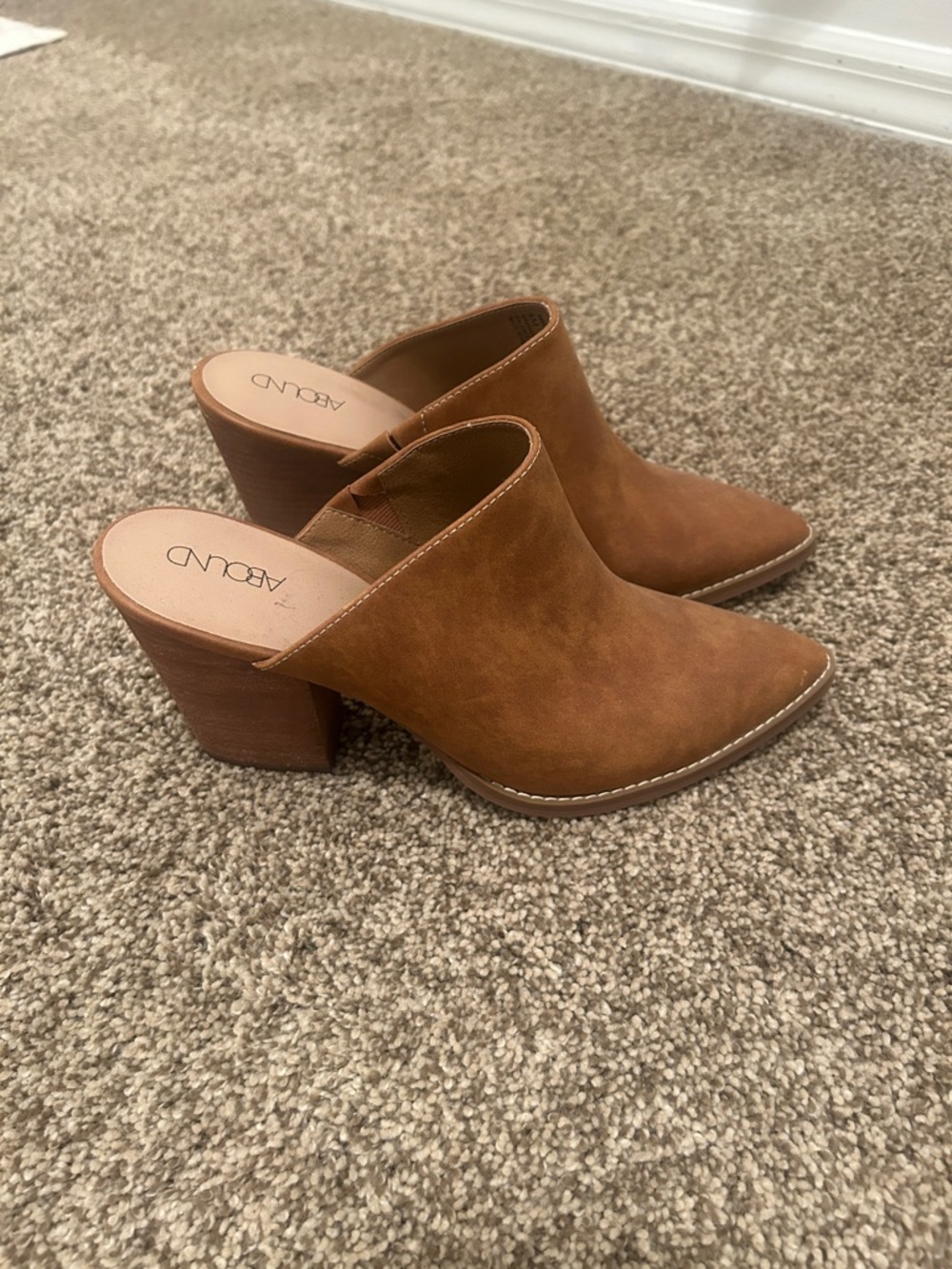Abound Brown Suede Block Heel Mules - Women's Slip-On Clogs